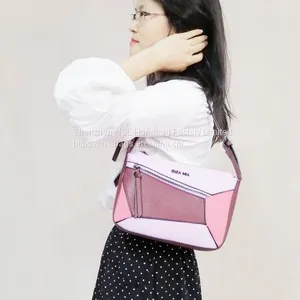Two Straps Female Unique Contrast Front Hidden Compartment Over Shoulder Wholesale PU PVC Bag Handbags for Women thumbnail-2