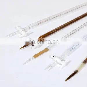 Customized 10ml 25ml 50ml 100ml Amber Glass Acid Base Burette With PTFE Stopcock thumbnail-3