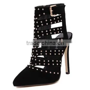 C89227A Fashion Lady Hollow Out Rivet High Heel Shoes Women Shoes thumbnail-1