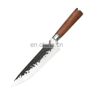 Professional Custom 7.2 Inch Kitchen Meat Cutting Knives Double Steel Head Wood Handle Stainless Steel Chinese Chef Knife thumbnail-1
