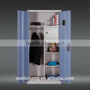High Quality Double Swing Door Steel Wardrobe With Mirror thumbnail-1