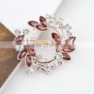 Fashion Cheap Brooch Leaves Circle Brooch Multi Color Crystal Jewelry thumbnail-3