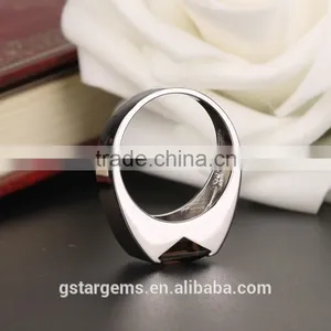 1.5CT Genuine Smoky Quartz Ring Cheap Gemstone 925 Sukver Jewelry Men's Ring thumbnail-6