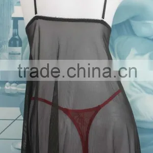 OEM Sexy Open Transparent Black -red Sleeping Dress,babydoll Lingerie thumbnail-3