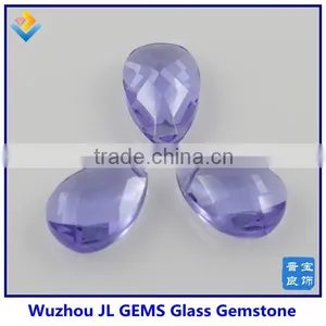 Lab-Created Double Facet Cut Pear Light Amethyst Crystal Glass Gem thumbnail-1