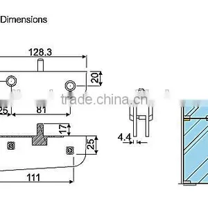 V-211V Sliding Glass Door Hinge Clamp,Stainless Steel Patch Fitting for Frameless Glass Door thumbnail-2