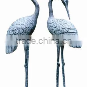 Upright and Preening Sculpture Crane Set thumbnail-5