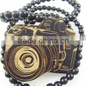 Men's Camera Good Pendants Fashion Wood Hip Hop Rosary Chain Beads Necklaces thumbnail-1
