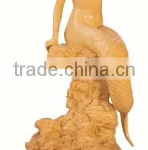Garden Decorative Carved Stone Life-Size Mermaid Statues for Sale thumbnail-1
