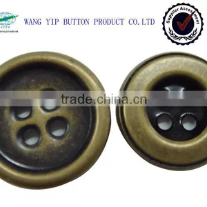 17.5 mm Metal Alloy Antique Brass 4 Holes Button thumbnail-1