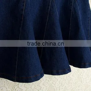 High Waist Short Denim Skirt Women Blue Elasticity Denim Pleated Mini Skirt Girls Ball Gown Sexy Girls in Short Denim Skirt thumbnail-6