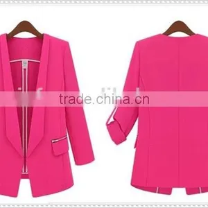China Wholesale Roll up Sleeve Design Ladies Blazer thumbnail-4