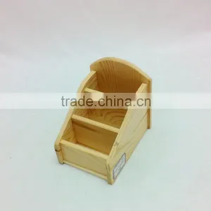 Plain Wooden Pen Pencil Holder Shelf Compartment New Handmade Wholesale Pine thumbnail-1