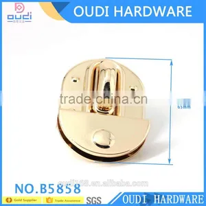 Fashion Handbag Lock Shiny Light Gold Metal Clip Bag Lock For Woman Bag thumbnail-3