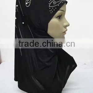 H284 New Style One Piece Hijab With Handmade Chains and Beadings thumbnail-3