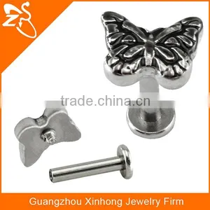 Surgical Steel Custom Butterfly Labret Studs Labret Piercing Body Jewelry thumbnail-1