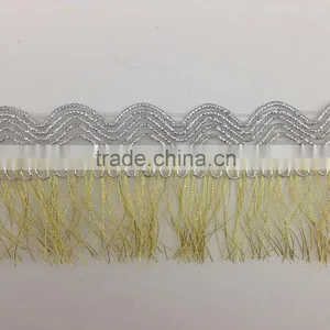 Wenzhou Kaiyuan Supplier Zig Zag Curtain Pillow Tassel Fringe Gold Silver Lace Trim thumbnail-1