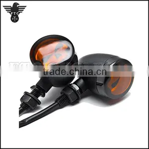Aluminum Skull Lens Vintage Motorcycle Turn Signals for Harley Cruisers thumbnail-3