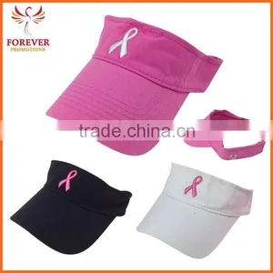Wholesale Hot Selling Cotton Baseball Visor Cap With Pink Ribbon thumbnail-1