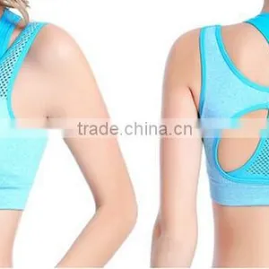 Women Padded Top Athletic Vest Gym Fitness Stretch Cotton Seamless Sports Bra thumbnail-5
