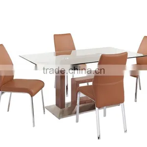 Wooden Top Dining Table With Leather Chair thumbnail-2