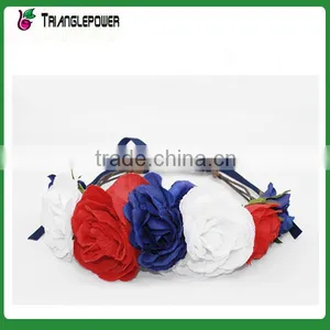 Elegant Girls Fabric Rose Flower Bando Lace-up Flower Headband thumbnail-1