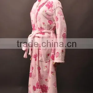 Adult's 100% Coral Fleece Printed Bathrobe for Women thumbnail-2