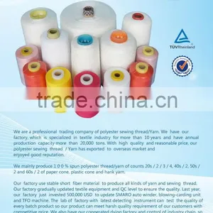 Manufacturer Directly Wholesale 20/3 Optical White 100% Spun Polyester Yarn in Cone or Hank Yarn thumbnail-4