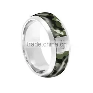 China Supplier Coolman Unique 316L Stainless Steel Camo Paper Anniversary Ring ,Hot Sell Camo Paper Single Ring thumbnail-1
