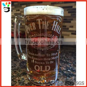 Sand Blasting Etched Beer Glass With American Flag Design thumbnail-3