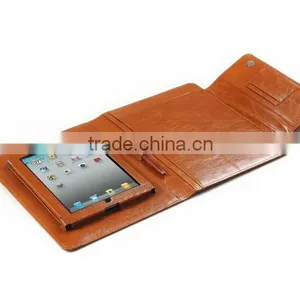 Smooth Brown Leather Padfolio With Quick-Release IPad Holder thumbnail-1