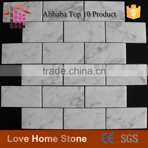 Carrara Marble Italian White Bianco Carrera Brick Mosaic Wall Tile For Subway thumbnail-1