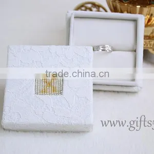 Custom White Wedding Ring Box With Beaded Name Plate of X thumbnail-2