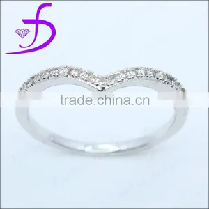 Rhodium Plated Solid 925 Sterling Silver Ring With AAA Zircon thumbnail-1