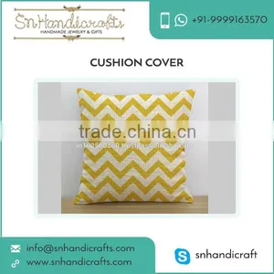 Latest Ethnic Design Yellow Chevron Pillow/Cushion Cover at Best Market Price thumbnail-1