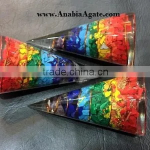 Chakra Energy Orgone Antenna-wholesale Orgone Engery Products : Mix Gemstone Copper Wire Wrapped Orgone Antenna thumbnail-1