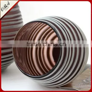 Best Selling Handmade Purple Carved Glass Vase With White Stripe thumbnail-6