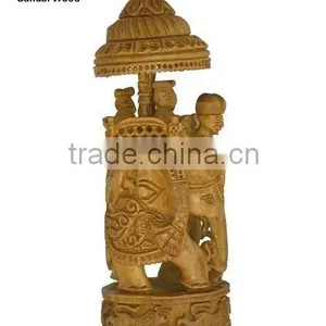 Sandalwood Carved Shikar Hoda Ambabari Elephant thumbnail-1