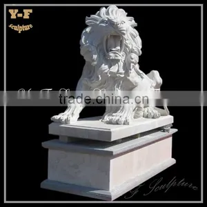 Life Size Whtie Marble Lion Sculpturte thumbnail-1