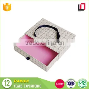 Recycled Cardboard Paper Custom Drawer Gift Box With Ribbon Handle thumbnail-2