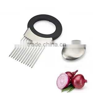 Stainless Steel Onion Holder With Odor Remover/wash Bowl, Onion Slicer thumbnail-1
