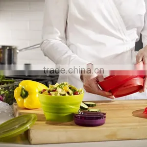 Collapsible Bowl Set | 4oz , 16oz , 32oz, Eggplant, Lettuce & Tomato thumbnail-4