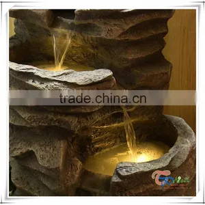 Polyresin LED Four Falls Garden Rock Stone Water Fountain thumbnail-2