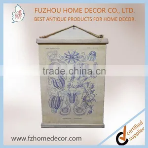 Classical Linen Printing Wall Scroll With Wooden Frame for Home Decor thumbnail-5