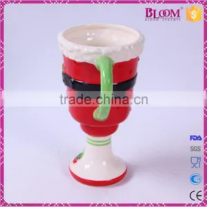 Wine Glass Shape Ceramic Custom Coffee Cup With Handle thumbnail-2