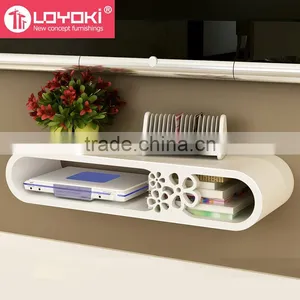 Home Furniture Wall Mounted Audio/Video Console New Design MDF Wood Practical Wall Shelf With Carving Flower TV Console thumbnail-1