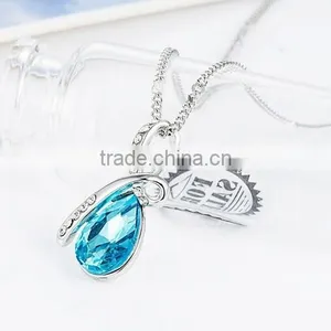 Bule Crystal Necklace/ Austrian Rhinestone Drop Pendant Necklace thumbnail-3