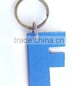 New Products Wholesale Blue Alphabet Letter F Shaped Key Ring Promotion Gift Polyester Felt Fancy Keychain Made in China thumbnail-1