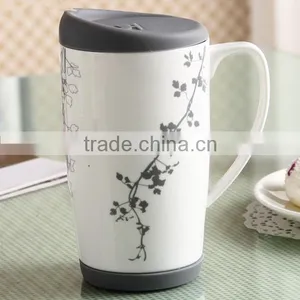 Ceramic Coffee Mug With Silicone Lid,Travel Mug thumbnail-4