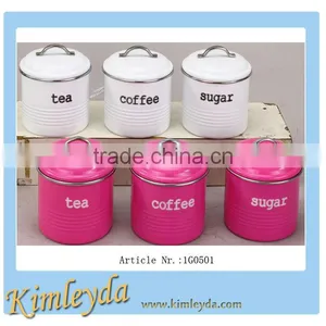 Tea Sugar Coffee Canisters With Wheel Rim thumbnail-2